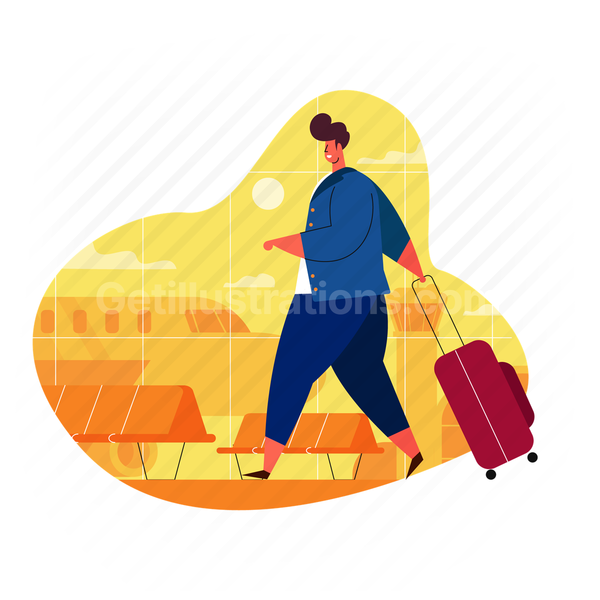 man, airport, luggage, baggage, airplane, flight